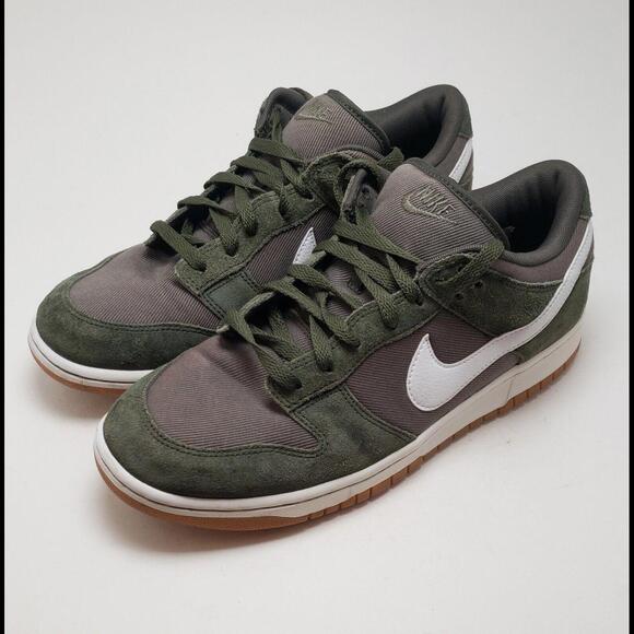 Mens Nike Dunk Low Canvas Cargo Khaki Olive Suede Brown Shoes AA1056-300 Size 11